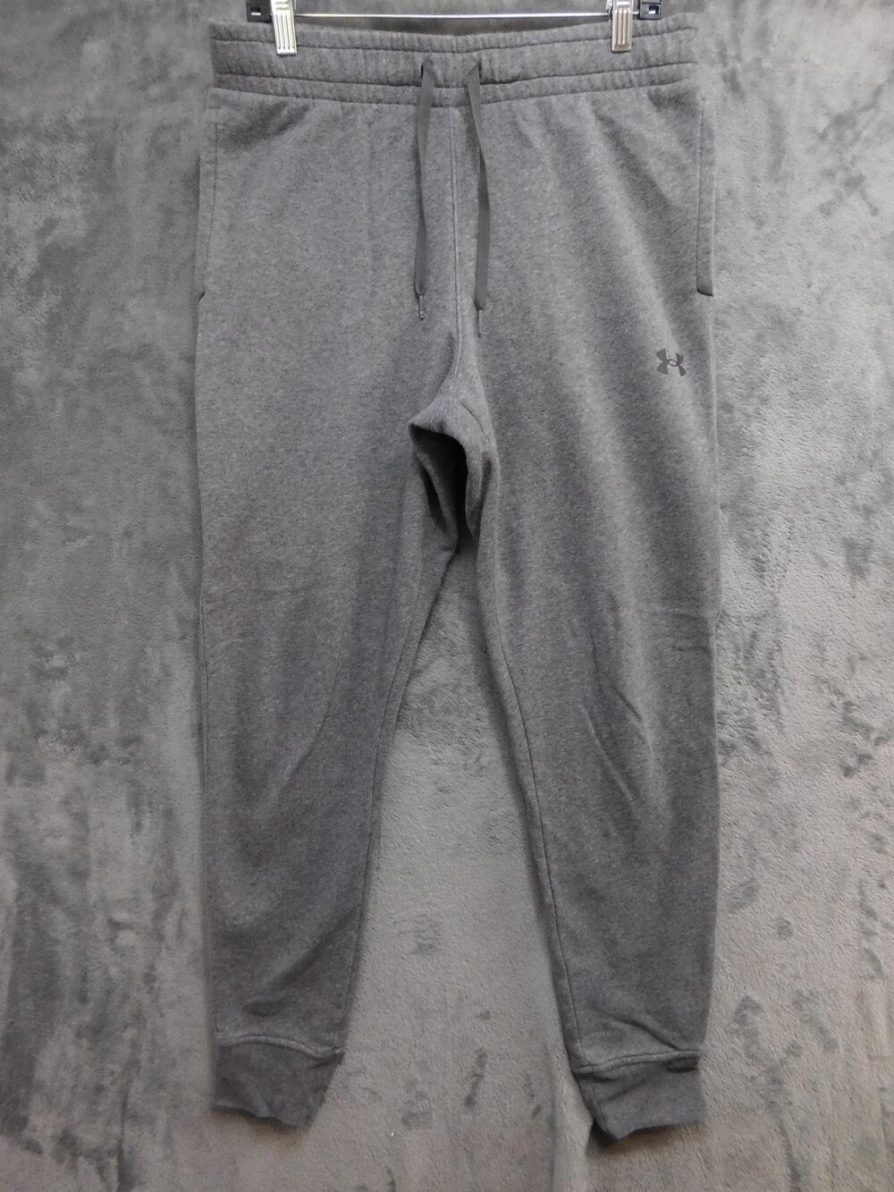 Under Armour Pants Mens L Gray Jogger Fleece Elastic Waist Pockets Drawstring